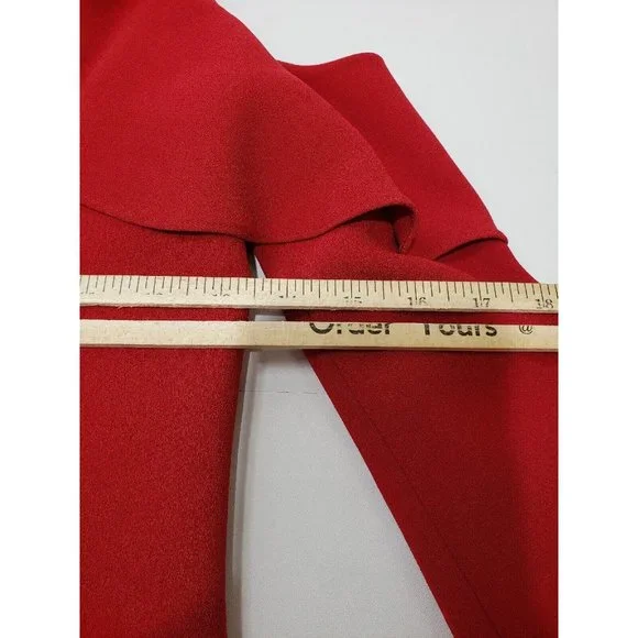 Rickie Freeman Teri Jon Womens Dress Mock Neck Peep Shoulder Flounce Red Size 2